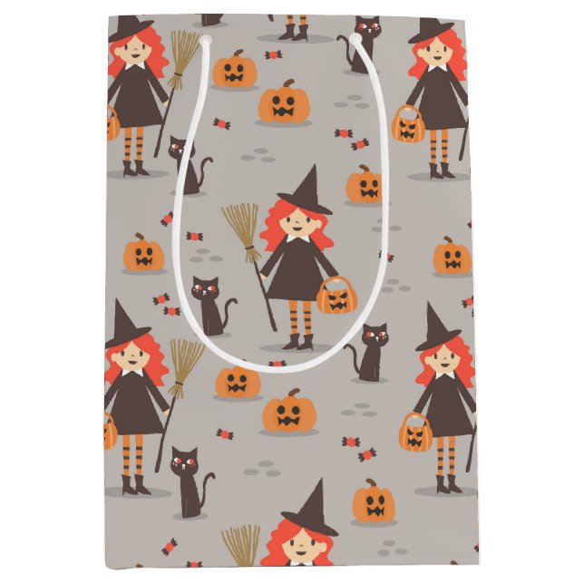 Halloween Cute Witch, Pumpkin, Black Cat (Framsidan)