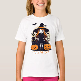 Halloween Cute Witch Pumpkins Fladdermus & Witch H T Shirt