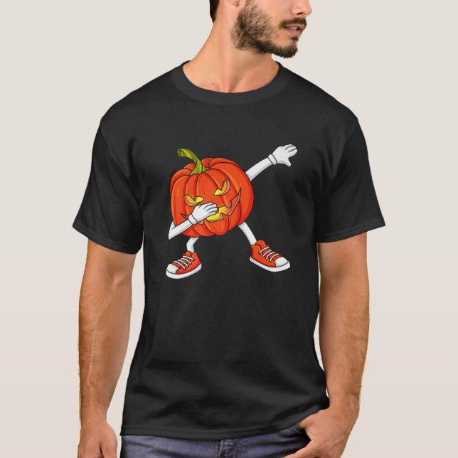 Halloween Dabbing Jack o lantern Funny Boys Girls T Shirt (Framsida)