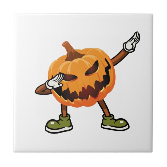 Halloween Dabbing Jack O Lantern Pumpa Halloween Kakelplatta (Framsidan)