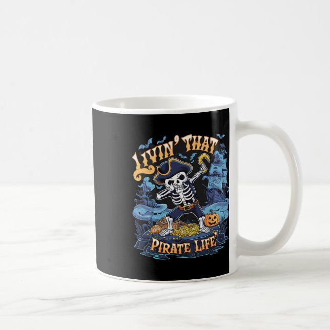 Halloween Dabbing Pirat Skeleton Simple Halloween Kaffemugg (Höger)