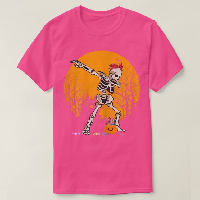 Halloween Dabbing Skeleton Costume Kids Girls Pump T Shirt (Design framsida)