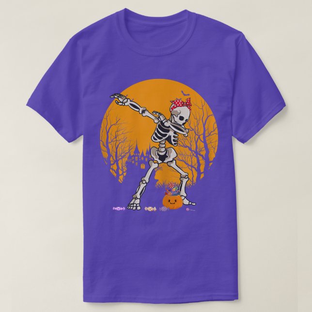 Halloween Dabbing Skeleton Costume Kids Girls Pump T Shirt (Design framsida)