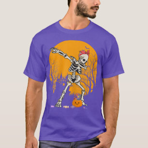Halloween Dabbing Skeleton Costume Kids Girls Pump T Shirt