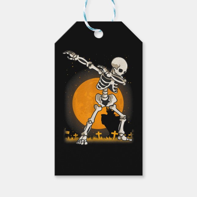 Halloween Dabbing Skeleton Costume Presentetikett (Framsidan)