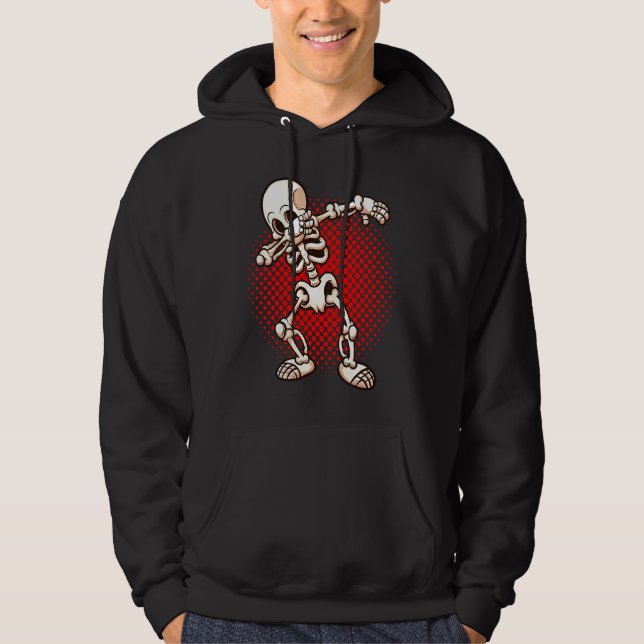 Halloween Dabbing Skeleton Dab Undead Easy Costume Hoodie (Framsida)