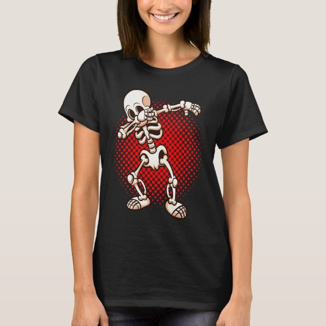 Halloween Dabbing Skeleton Dab Undead Easy Costume T Shirt (Framsida)