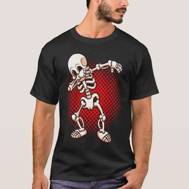 Halloween Dabbing Skeleton Dab Undead Easy Costume T Shirt (Framsida)