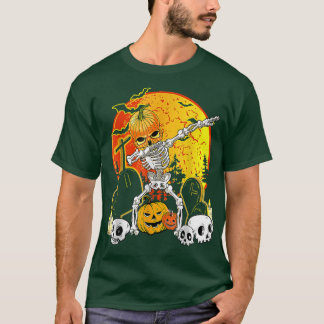 Halloween Dabbing Skeleton Jack O'Lantern Boys Ki T Shirt
