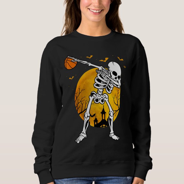 Halloween Dabbing Skeleton Pumpkin Spooky Illustra T Shirt (Framsida)