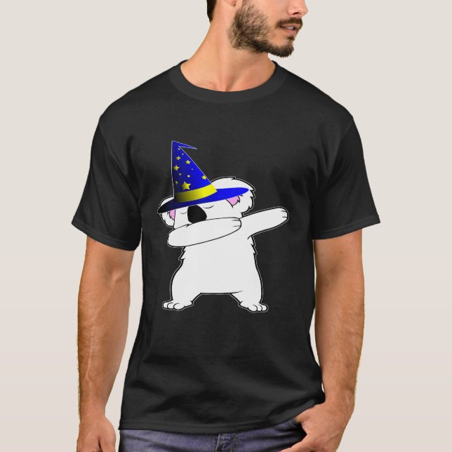 Halloween Dabbing Wizard Koala Bear Magic Witch Ha T Shirt (Framsida)
