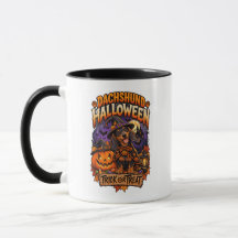 Halloween Dachshund Bus eller Behandla Mugg