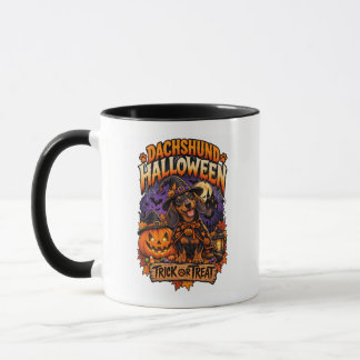 Halloween Dachshund Bus eller Behandla Mugg