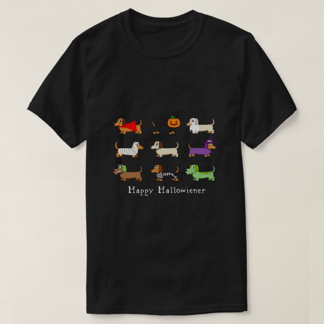 Halloween Dachshund Costume Party T Shirt (Design framsida)