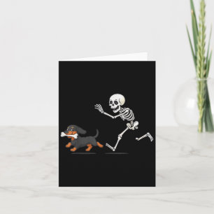 Halloween Dachshund Funny Skeleton Chasing Hund Ma Kort