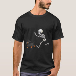 Halloween Dachshund Funny Skeleton Chasing Hund Ma T Shirt