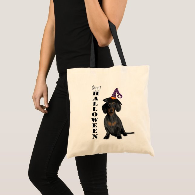 Halloween Dachshund Hund Tygkasse (Framsida (produkt))