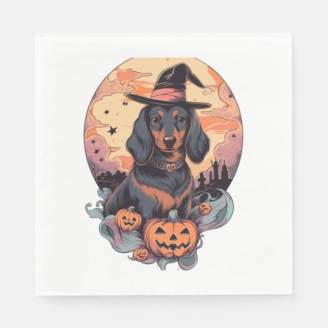Halloween Dachshund Sticker Pappersservett (Framsidan)