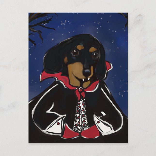Halloween Dachshund Vykort (Framsida)