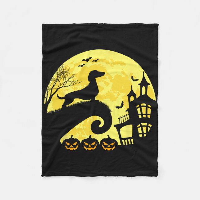 Halloween Dachshund Weenie Wiener Moonshine Sausag Fleecefilt (Framsidan)