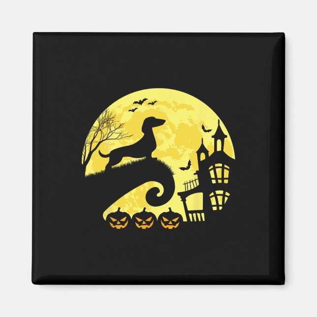 Halloween Dachshund Weenie Wiener Moonshine Sausag Magnet (Framsidan)