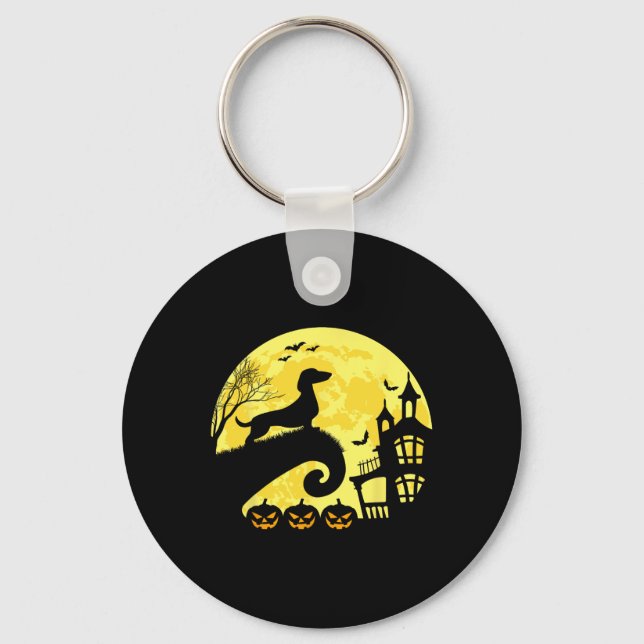 Halloween Dachshund Weenie Wiener Moonshine Sausag Nyckelring (Framsida)
