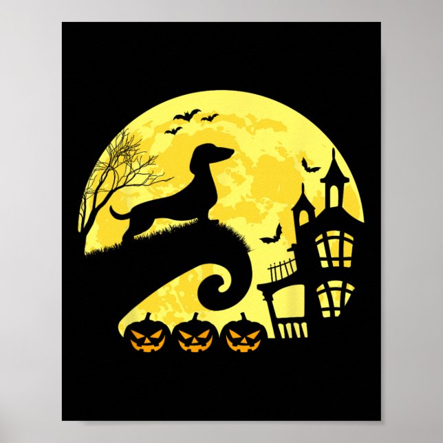 Halloween Dachshund Weenie Wiener Moonshine Sausag Poster (Framsidan)