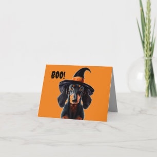 Halloween Dachshund Witch Card Kort