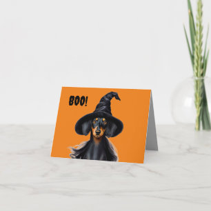 Halloween Dachshund Witch Card Kort