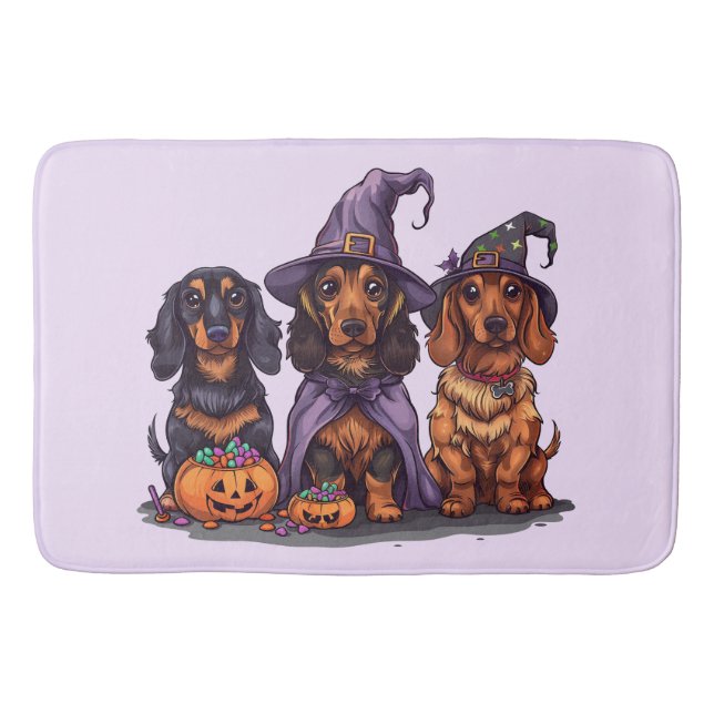 Halloween Dachshund Witch Hundar Badrumsmatta (Framsidan)