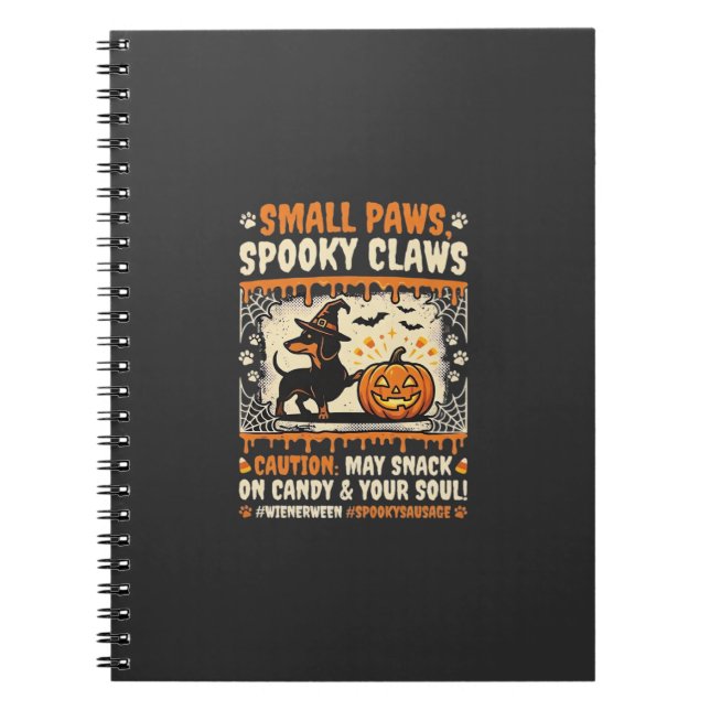 Halloween Dackel Skräckvarning Anteckningsbok (Framsidan)
