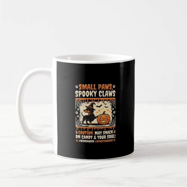 Halloween Dackel Skräckvarning Kaffemugg (Vänster)