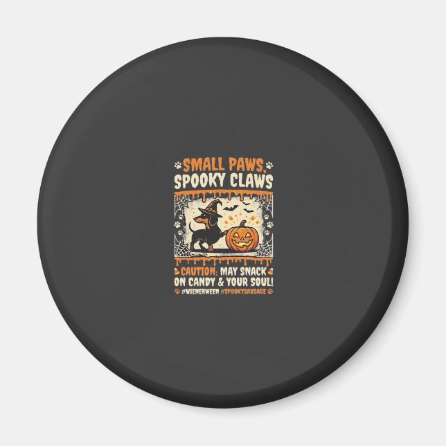 Halloween Dackel Skräckvarning Magnet (Framsidan)
