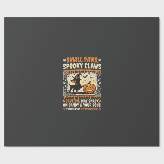 Halloween Dackel Skräckvarning Presentpapper (Platt)