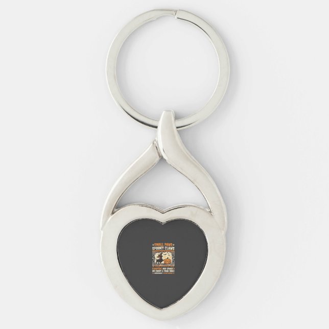 Halloween Dackel Skräckvarning Twisted Heart Silverfärgad Nyckelring (Framsidan)