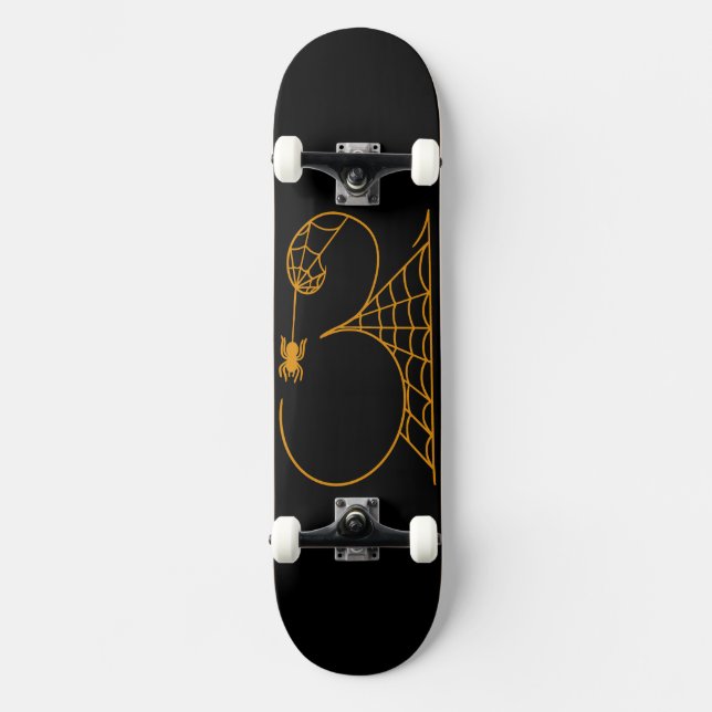 Halloween-dagen 31 spindelnät mini skateboard bräda 18,5 cm (Framsida)