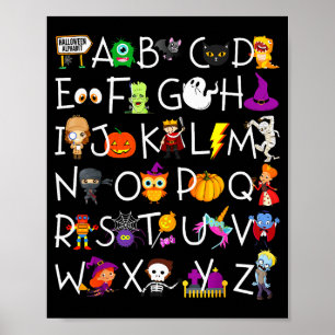 Halloween dagis lärare skjorta, Halloween alfabet Poster