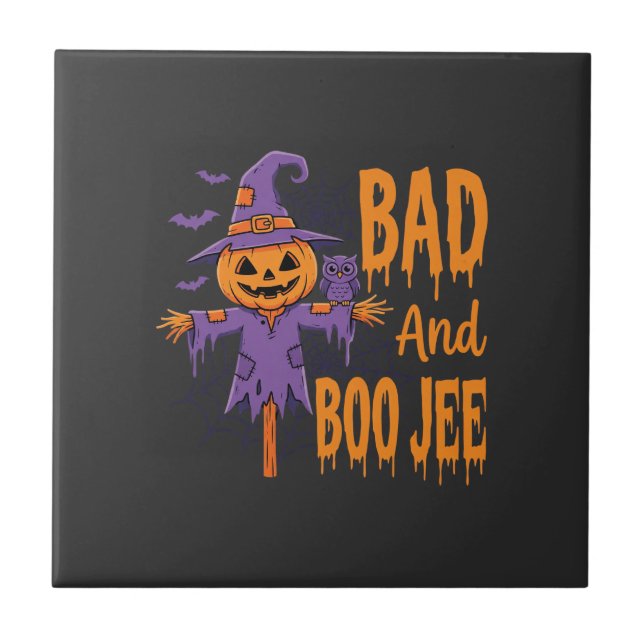 Halloween Dålig Och Boo Jee Fågelskrämma Grafisk Kakelplatta (Framsidan)