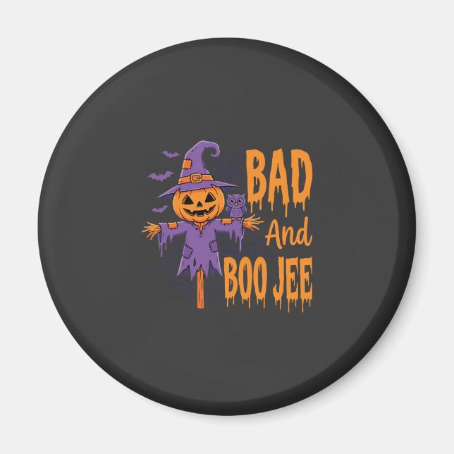 Halloween Dålig Och Boo Jee Fågelskrämma Grafisk Magnet (Framsidan)