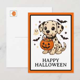 Halloween Dalmatian Hund Trick or Treat Fest Helg Vykort