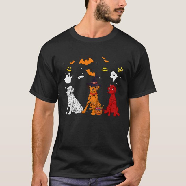 Halloween dalmatian Hundar Mummy Witch Demon Costu T Shirt (Framsida)