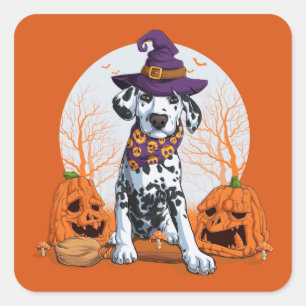 Halloween Dalmatian Square Sticker Fyrkantigt Klistermärke