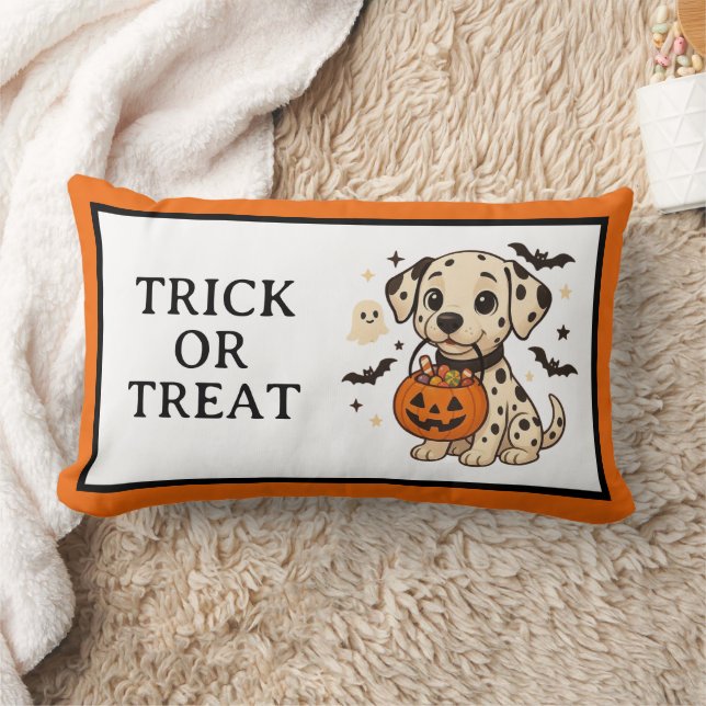 Halloween Dalmatien Hund Bus eller godis Lumbarkudde (Filt)