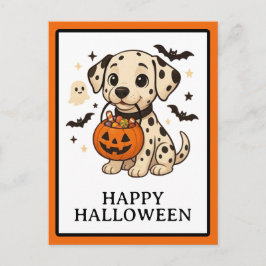 Halloween Dalmatien Hund Bus eller godis Party Helg Vykort