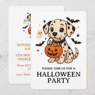 Halloween Dalmatien Hund Bus eller godis Party Inbjudningar