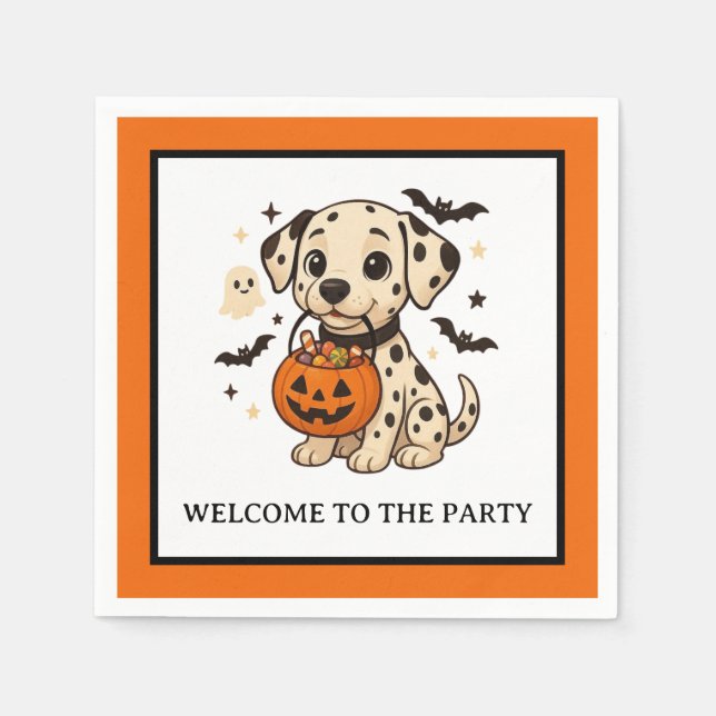 Halloween Dalmatien Hund Bus eller godis Party Pappersservett (Framsidan)