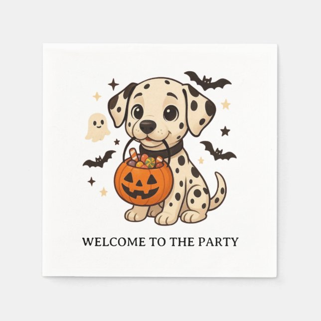 Halloween Dalmatien Hund Bus eller godis Party Pappersservett (Framsidan)