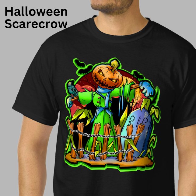Halloween Dam Fågelskrämma Pumpkin Head RIP-Fladde T Shirt (Skapare uppladdad)