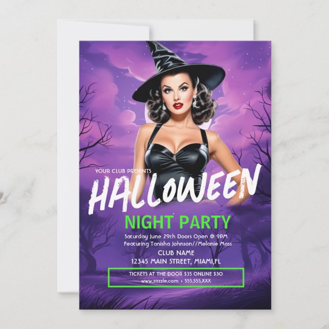 Halloween Dam-inbjudan till Pub Flyer-inbjudan på  Inbjudningar (Framsida)