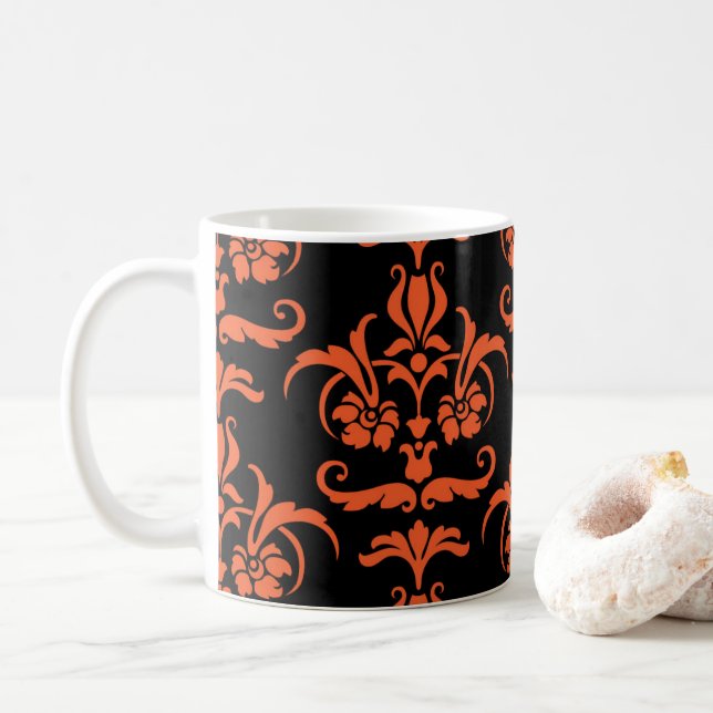 Halloween Damask 01 Coffee Mugg (Med munk)